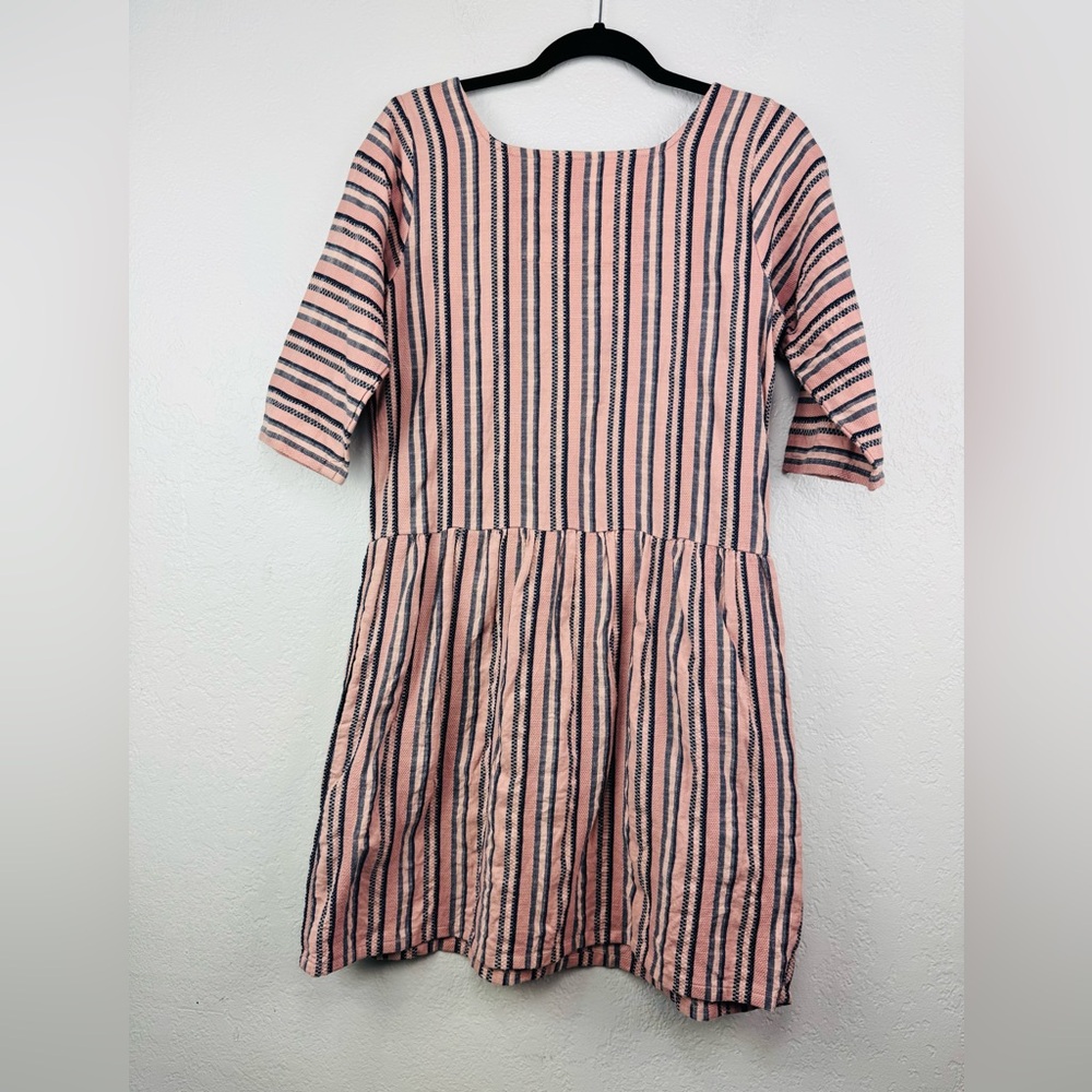 Ace & Jig Striped Short Sleeve Cotton Dress in Blush and Navy - Picture 9 of 9
